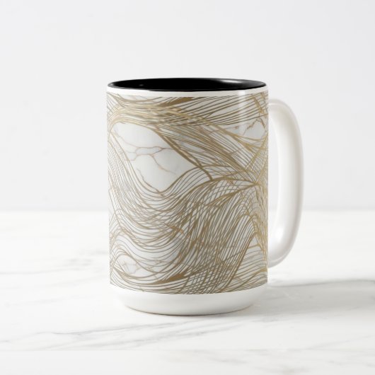 Luxe Gold Line Abstracte Mok - Elegant Modern Des (Voorkant rechts)