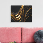 Luxe Gold Line Canvas | Abstracte zwarte gouden mu (Insitu (Woonkamer))