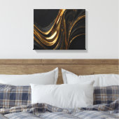 Luxe Gold Line Canvas | Abstracte zwarte gouden mu (Insitu (Slaapkamer))