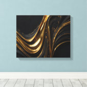 Luxe Gold Line Canvas | Abstracte zwarte gouden mu Afdruk (Insitu (Houten vloer))