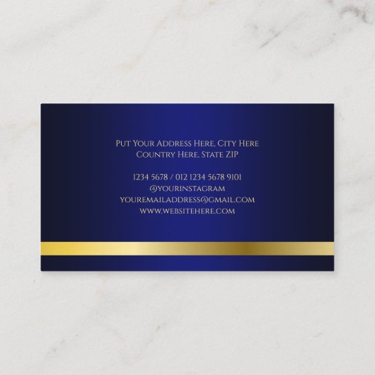 Luxe Gold Line Minimalist Royal Blue Visitekaartje (Achterkant)