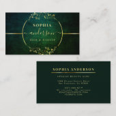 Luxe Gold Logo cirkel Foliage Signature Script Bus Visitekaartje (Voorkant / Achterkant)