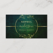 Luxe Gold Logo cirkel Foliage Signature Script Bus Visitekaartje (Voorkant)