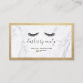 Luxe Gold & Marble Eyelash Beauty Specialist Visitekaartje (Voorkant)