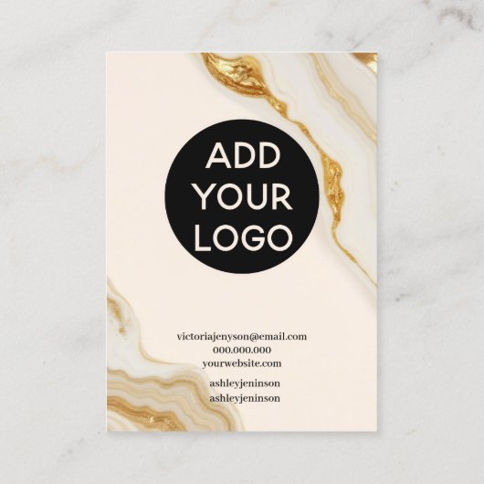 Luxe Gold Marble Folie script oorbel display Visitekaartje (Achterkant)