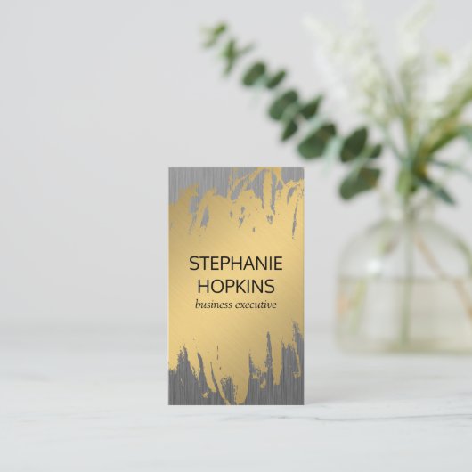 Luxe Gold met Faux Metallic Visitekaartje (Staand voorkant)