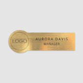 Luxe Gold Metallic Modern Business Logo Naamplaatje (Voorkant)