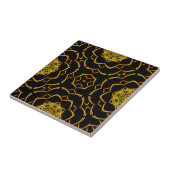 Luxe Gold Metallic Ornamenten op zwart patroon Tegeltje (Zijkant)