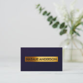 Luxe Gold & Midnight Blue Visitekaartje (Staand voorkant)