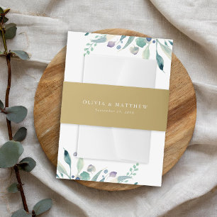 Luxe Gold Minimalist Wedding Monogram Uitnodigingen Wikkel