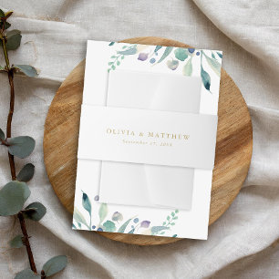 Luxe Gold Minimalist Wedding Monogram Uitnodigingen Wikkel