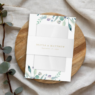Luxe Gold Minimalist Wedding Monogram Uitnodigingen Wikkel
