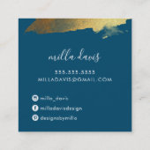 LUXE GOLD  modern glam verguld donkerblauw Vierkante Visitekaartje (Achterkant)
