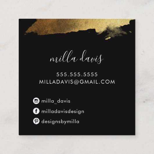 LUXE GOLD  modern glam verguld trendy zwart Vierkante Visitekaartje (Achterkant)