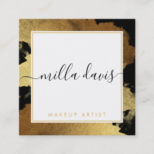 LUXE GOLD  modern glam verguld trendy zwart Vierkante Visitekaartje (Voorkant)