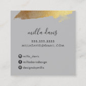 LUXE GOLD  moderne glam verguld bord grijs Vierkante Visitekaartje (Achterkant)