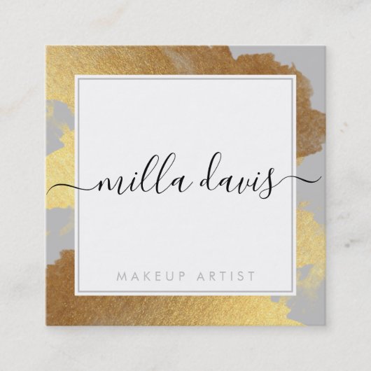 LUXE GOLD  moderne glam verguld bord grijs Vierkante Visitekaartje (Voorkant)