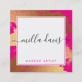 LUXE GOLD  moderne glamour verguld felroze Vierkante Visitekaartje
