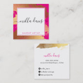 LUXE GOLD moderne glamour verguld felroze Vierkante Visitekaartje (Voorkant / Achterkant)