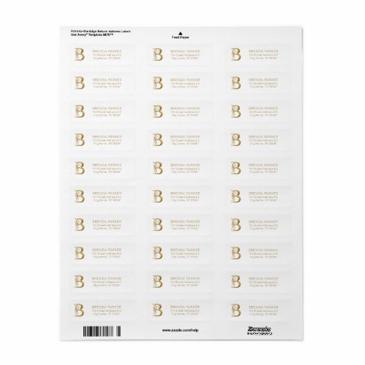 Luxe Gold Monogram B Etiket (Full Sheet)