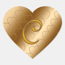 Luxe Gold Monogram C Hart Sticker