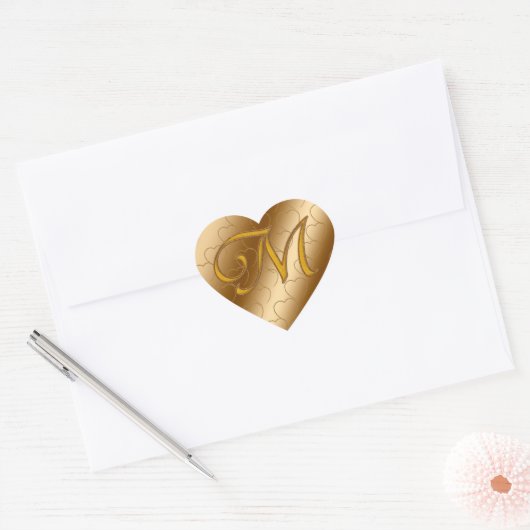 Luxe Gold Monogram M Hart Sticker (Envelop)