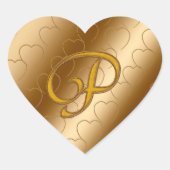 Luxe Gold Monogram P Hart Sticker (Voorkant)