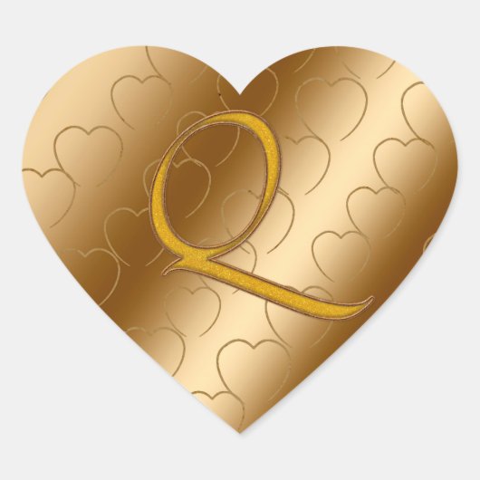 Luxe Gold Monogram Q Hart Sticker (Voorkant)
