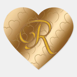 Luxe Gold Monogram R Hart Sticker