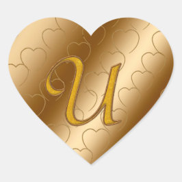 Luxe Gold Monogram U Hart Sticker
