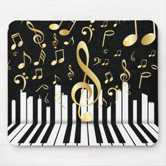 Luxe Gold Music Note pianotoetsen Muismat (Voorkant)