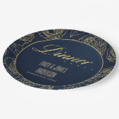 LUXE GOLD NAVY ELEGANT ROOS FLORAL DINNER PARTY PAPIEREN BORDJE (Gekanteld)