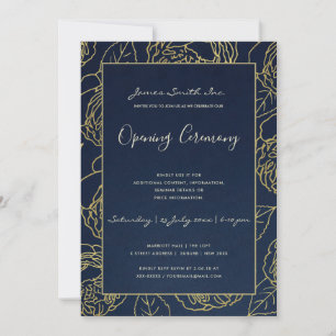 LUXE GOLD NAVY ROOS FLORALE GRAND OPENING CEREMONI KAART