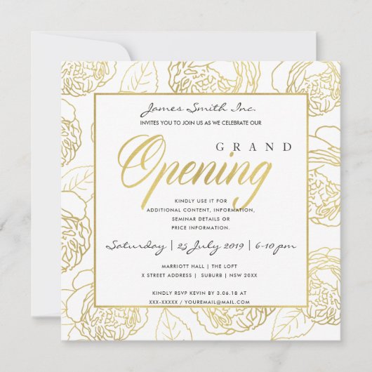 LUXE GOLD NAVY ROOS FLORALE OPENING CEREMONIE KAART (Voorkant)