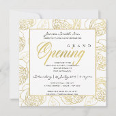LUXE GOLD NAVY ROSE FLORALE GROOTOPENINGS CEREMONI KAART (Voorkant)