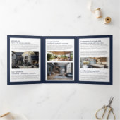 Luxe Gold/Navy Skelet Key Real Estate Brochure Drieluik Kaart (Binnen)