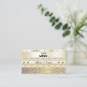 Luxe Gold Paarse Sparkle Glitter Voeg Logo toe Mod Visitekaartje (Staand voorkant)
