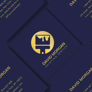 Luxe Gold Paint Brush Logo Painting Service Vierkante Visitekaartje