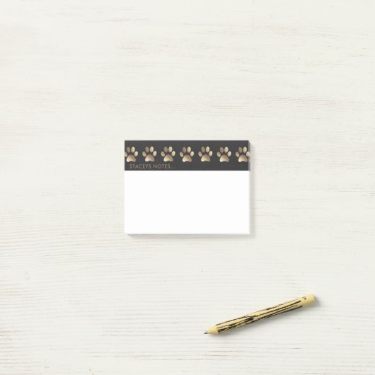 Luxe Gold Paw Print Dierenvriend Post-it® Notes (Op bureau)