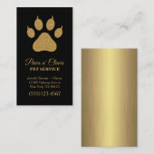 Luxe Gold Paw Print Pet-service Visitekaartje (Voorkant / Achterkant)
