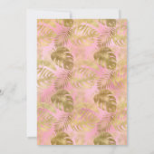 LUXE GOLD PINK PALM LEAF BIRTHDAY INVITATIE KAART (Achterkant)