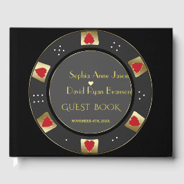Luxe Gold Poker Chip Casino Wedding Gastenboek