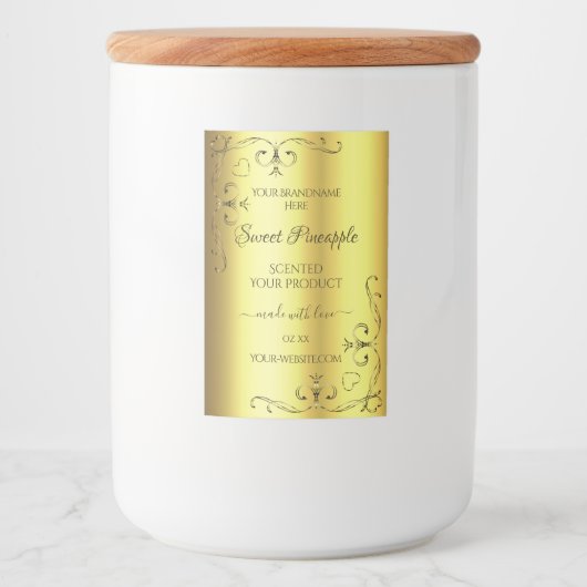 Luxe Gold Product Label -  hoekgrenzen Voedselcontainer Etiket (Voorkant)