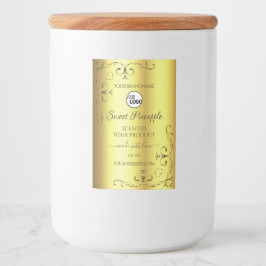 Luxe Gold Product Labels -  hoeken - Logo Voedselcontainer Etiket (Voorkant)