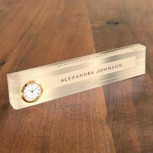 Luxe Gold Professioneel Bedrijf Modern Naambordje (Zijkant)