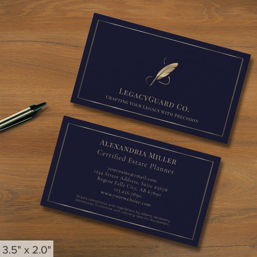 Luxe Gold Quill Logo Visitekaartje