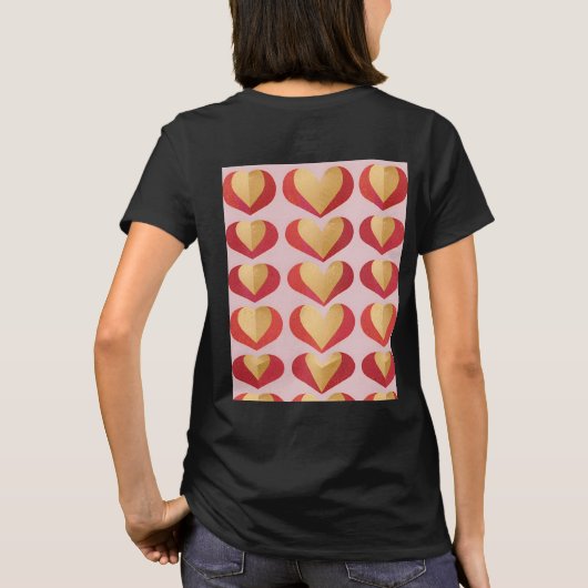 Luxe Gold Red Hearts T-shirt (Achterkant)