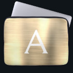 Luxe Gold Roestvrij Steel Monogram Laptop Sleeve<br><div class="desc">Luxe Gold Faux Roestvrij Steel Elegant Monogram Sleeve. Dit sleeve kan worden aangepast om uw initiaal en voornaam te omvatten.</div>
