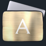 Luxe Gold Roestvrij Steel Monogram Laptop Sleeve<br><div class="desc">Luxe Gold Faux Roestvrij Steel Elegant Monogram Sleeve. Dit sleeve kan worden aangepast om uw initiaal en voornaam te omvatten.</div>