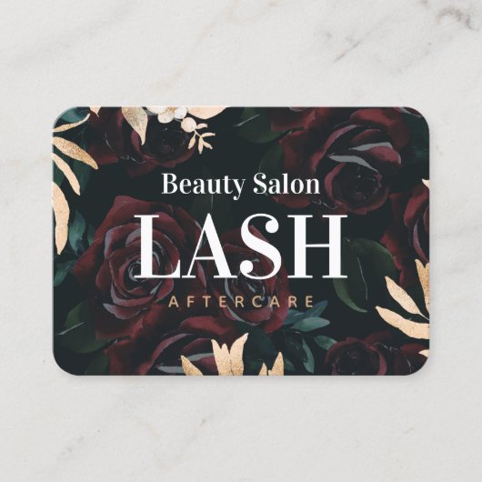 Luxe Gold Roos Lash Aftercare Card Visitekaartje (Voorkant)